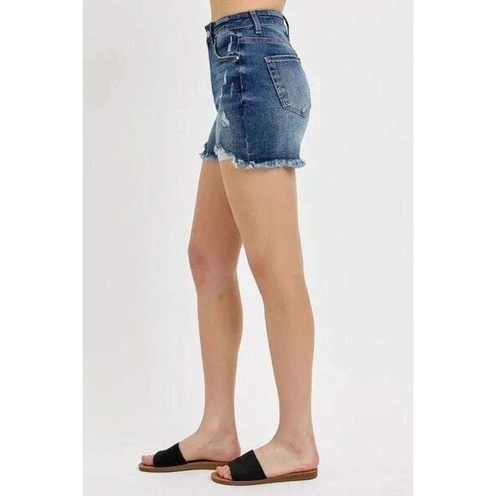 RISEN Distressed Raw Hem Denim‎ Shorts Size Small